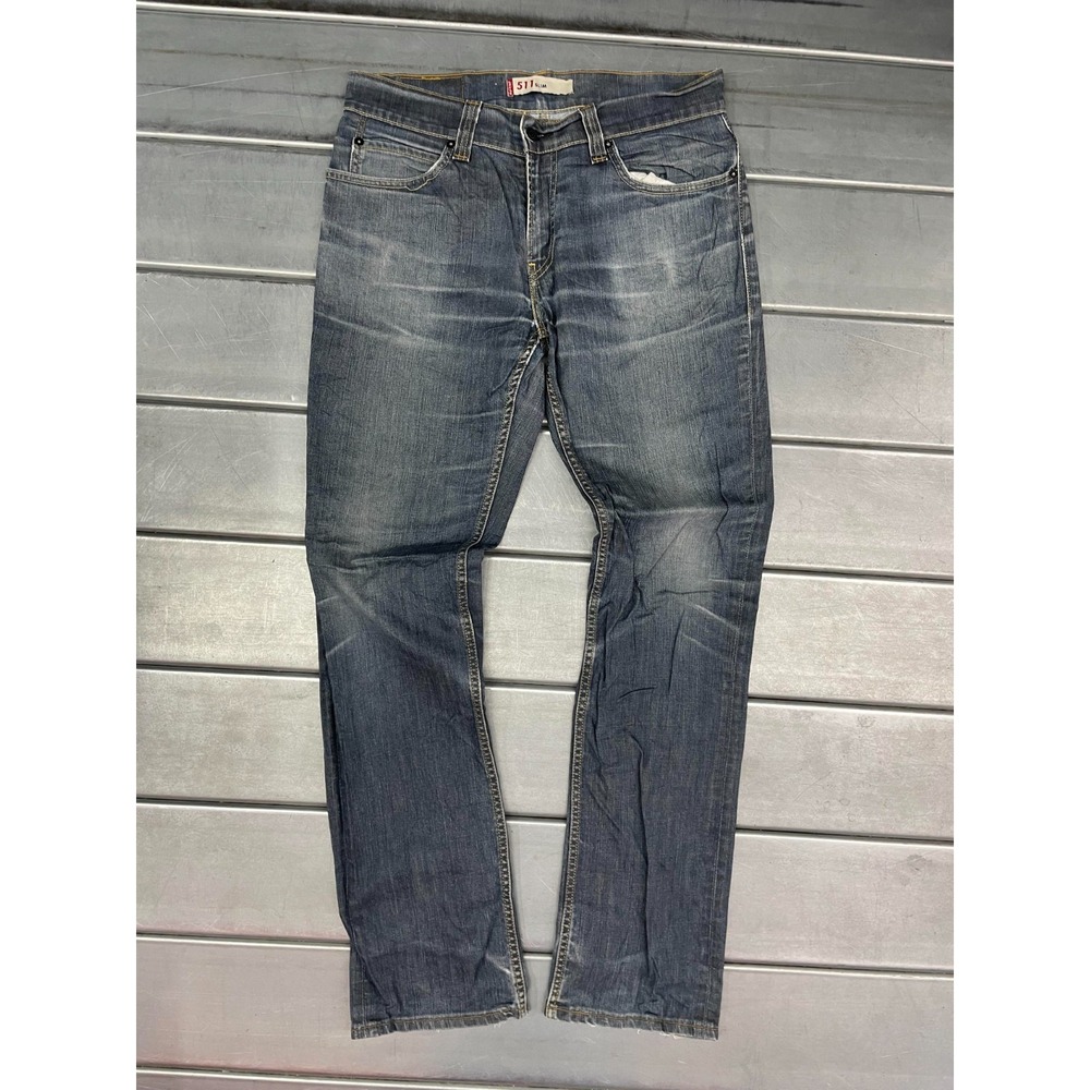 Vintage Levis 511 Jeans Mens 34X34 Blue Medium Wash Denim Slim Straight Leg
